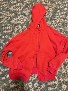 Everyday Red Zip Hoodie with Kangaroo Pocket